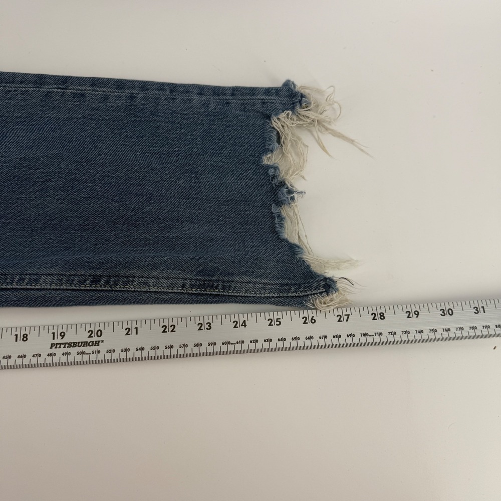 Free People We The Free Straight Leg Jeans Blue Button Fly Raw Hem Size 26 - Picture 10 of 11